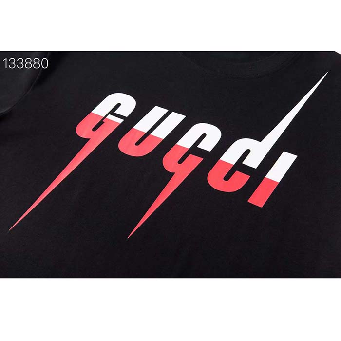 G*u*i men gg t-shirt G*u*i blade print black cotton jersey crewneck
