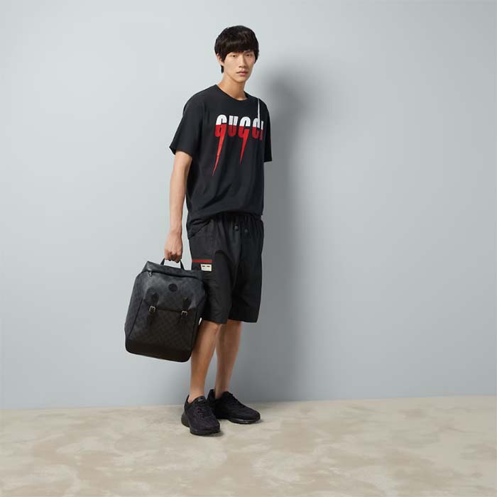 G*u*i men gg t-shirt G*u*i blade print black cotton jersey crewneck