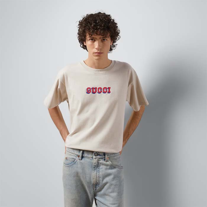 G*u*i men gg t-shirt G*u*i print crewneck short sleeves oversize fit