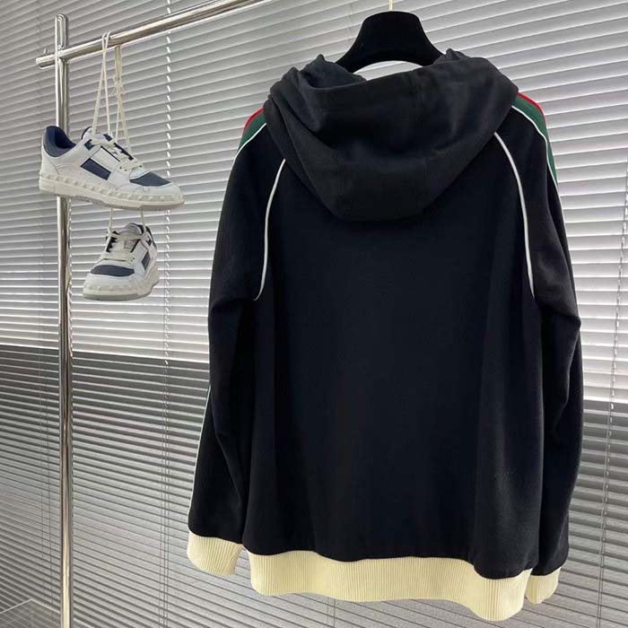 G*u*i men gg wool jersey jacket web interlocking g front pockets