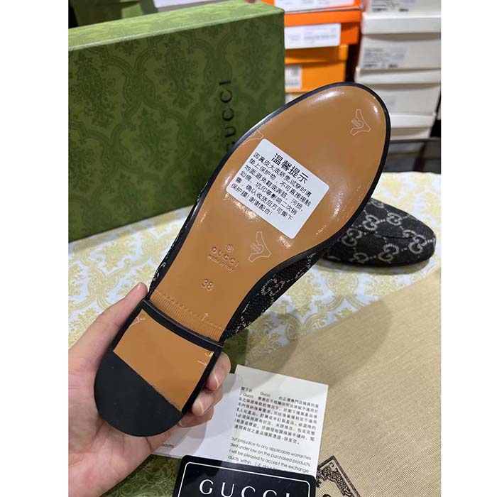 G*u*i unisex gg princetown slipper black denim horsebit leather flat
