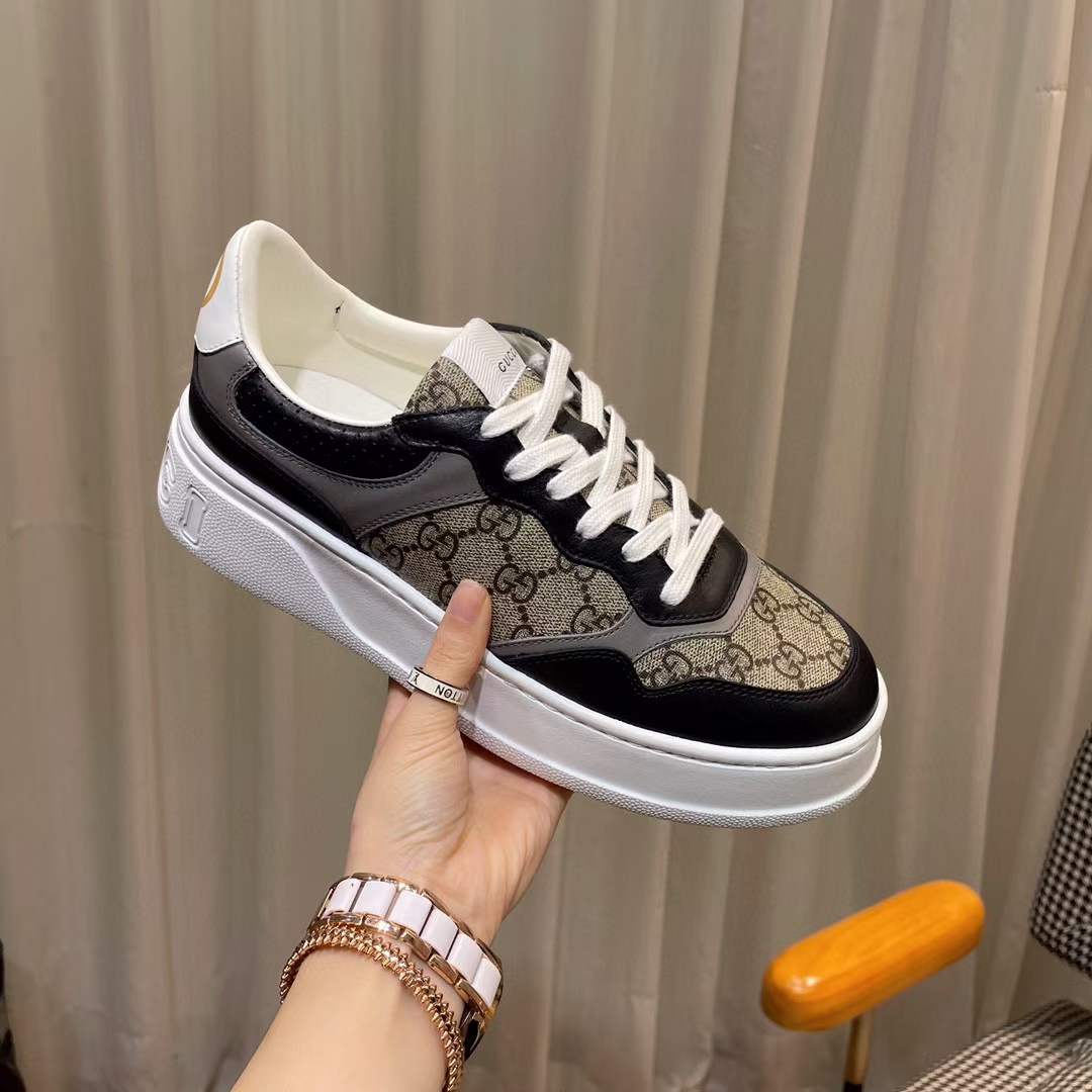 G*u*i unisex gg sneaker beige ebony gg supreme canvas mid-heel