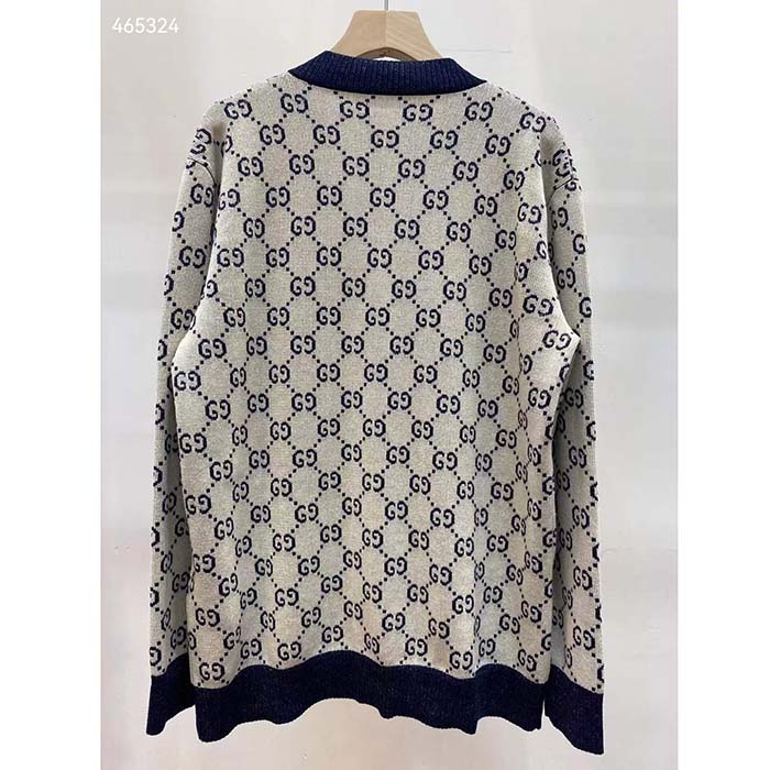 G*u*i men gg cotton jacquard cardigan v-neck two front pockets