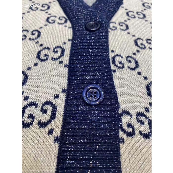 G*u*i men gg cotton jacquard cardigan v-neck two front pockets