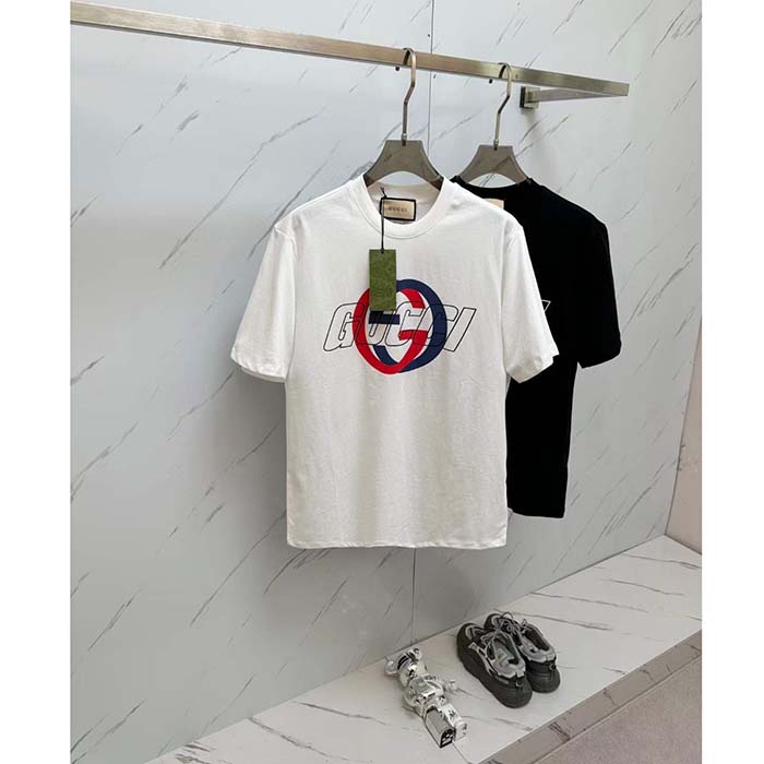 G*u*i men gg cotton jersey printed t-shirt crewneck short sleeves