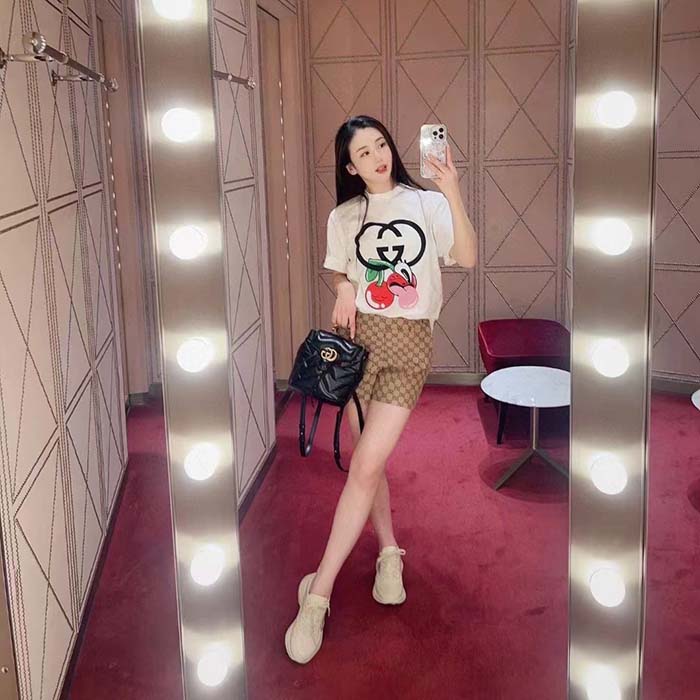 G*u*i women gg cotton jersey printed t-shirt crewneck short sleeves