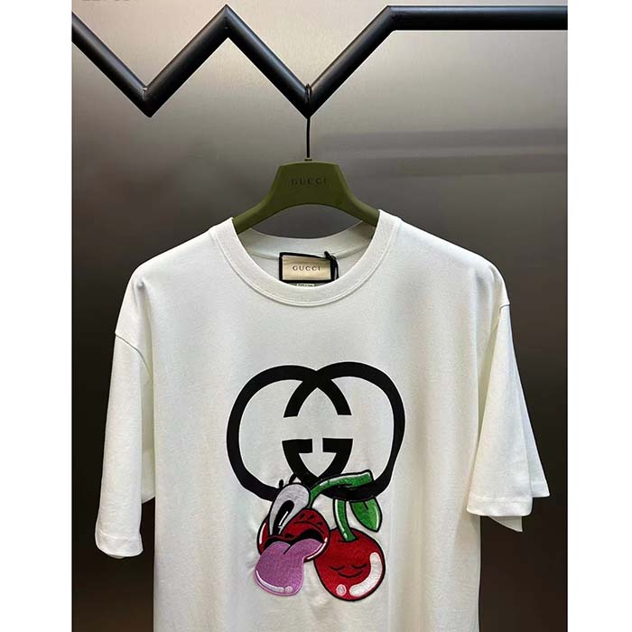 G*u*i men gg cotton jersey printed t-shirt crewneck short sleeves