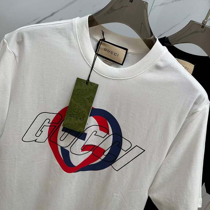 G*u*i men gg cotton jersey printed t-shirt crewneck short sleeves