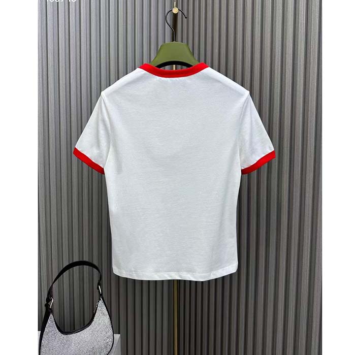 G*u*i women gg cotton jersey printed t-shirt crewneck short sleeves white