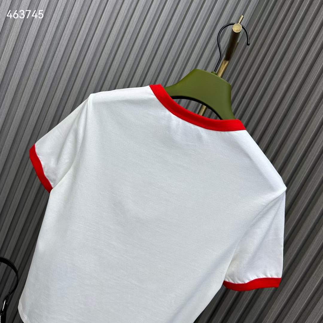 G*u*i women gg cotton jersey printed t-shirt crewneck short sleeves white