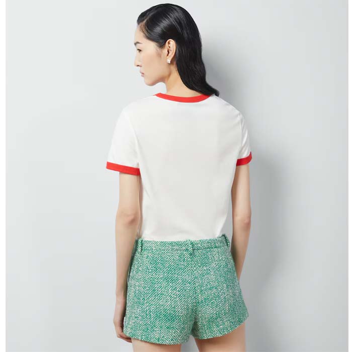 G*u*i women gg cotton jersey printed t-shirt crewneck short sleeves white