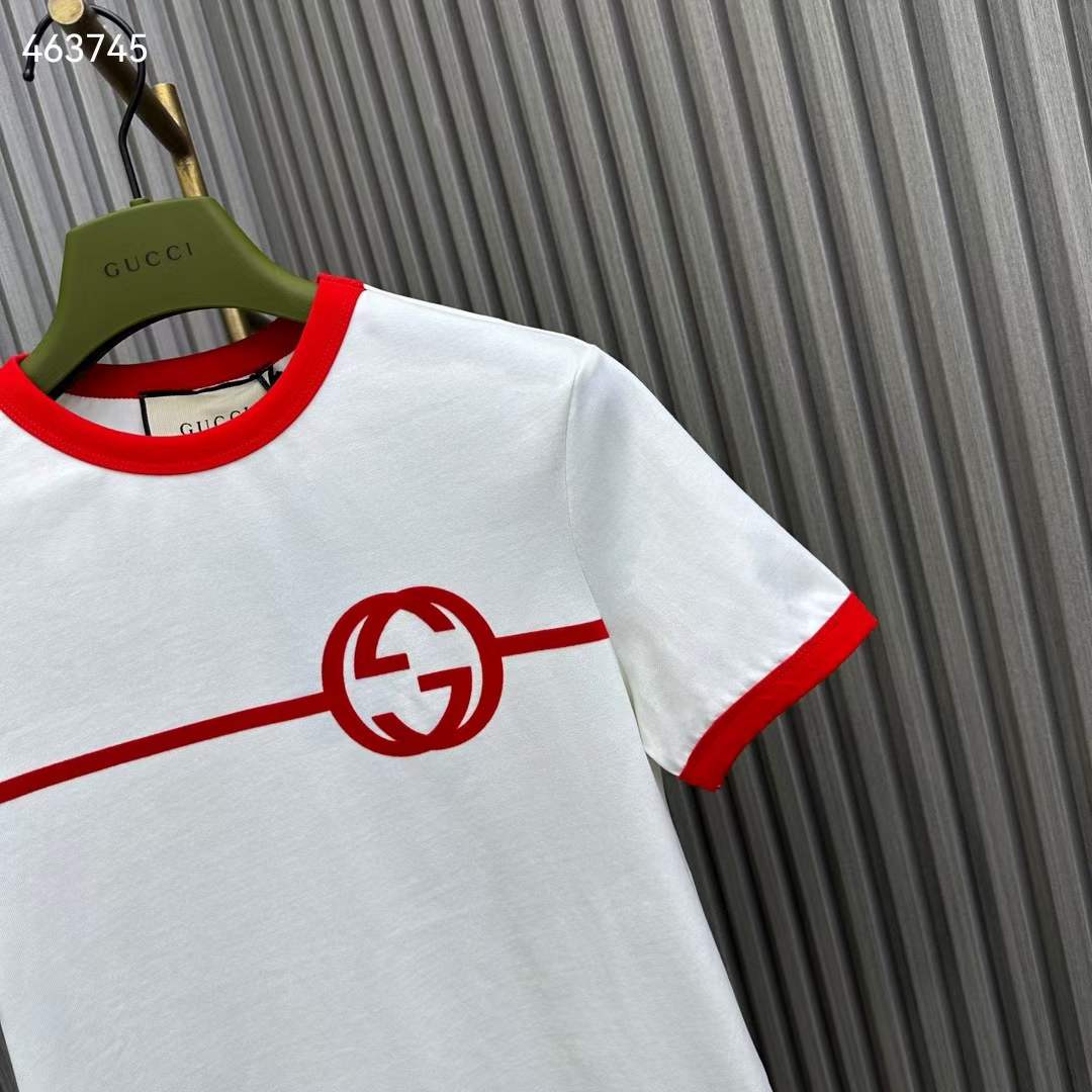 G*u*i women gg cotton jersey printed t-shirt crewneck short sleeves white