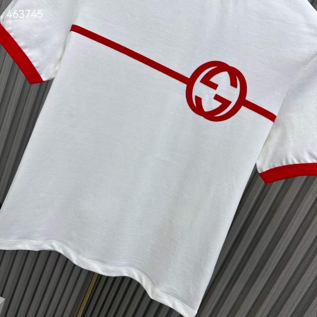 G*u*i women gg cotton jersey printed t-shirt crewneck short sleeves white