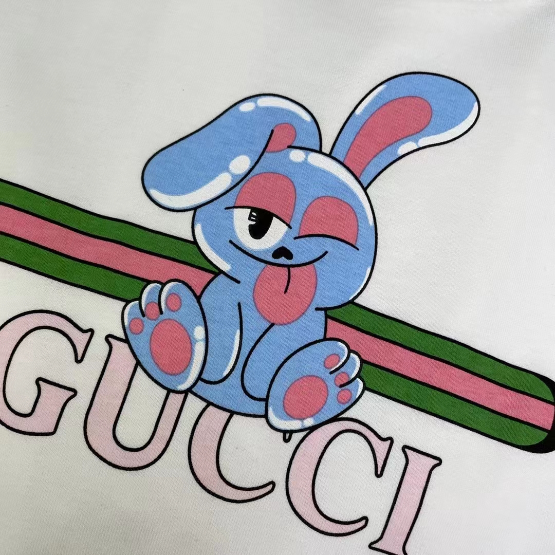 G*u*i women gg cotton jersey printed t-shirt white crewneck short sleeves
