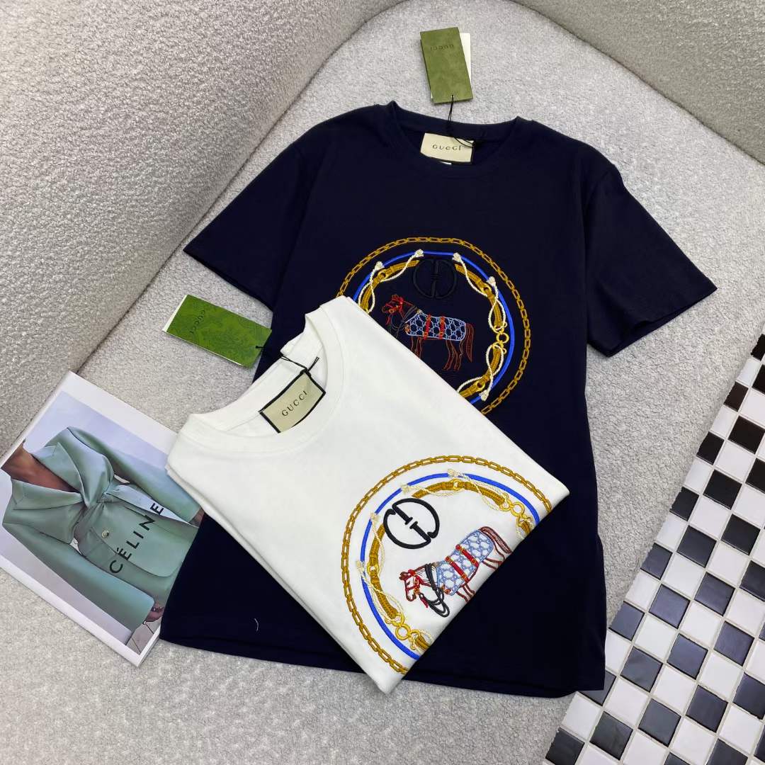 G*u*i women gg cotton jersey t-shirt interlocking g crystal crewneck