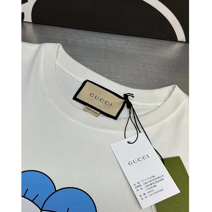 G*u*i women gg cotton jersey t-shirt print white crewneck short sleeves