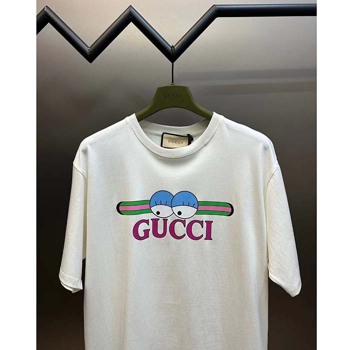 G*u*i women gg cotton jersey t-shirt print white crewneck short sleeves