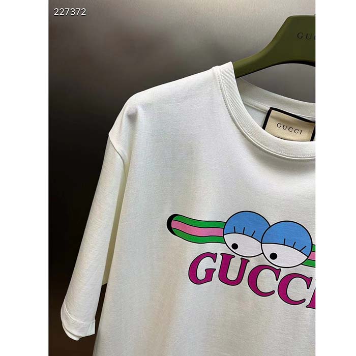 G*u*i women gg cotton jersey t-shirt print white crewneck short sleeves
