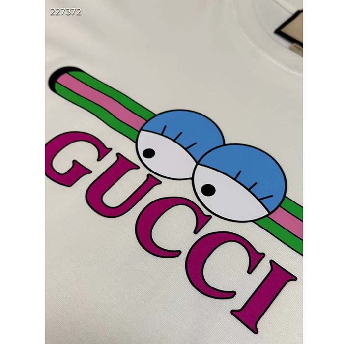 G*u*i women gg cotton jersey t-shirt print white crewneck short sleeves