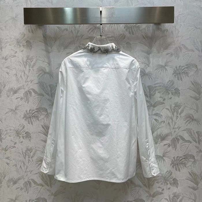 G*u*i men gg cotton poplin shirt embroidery long sleeves concealed placket