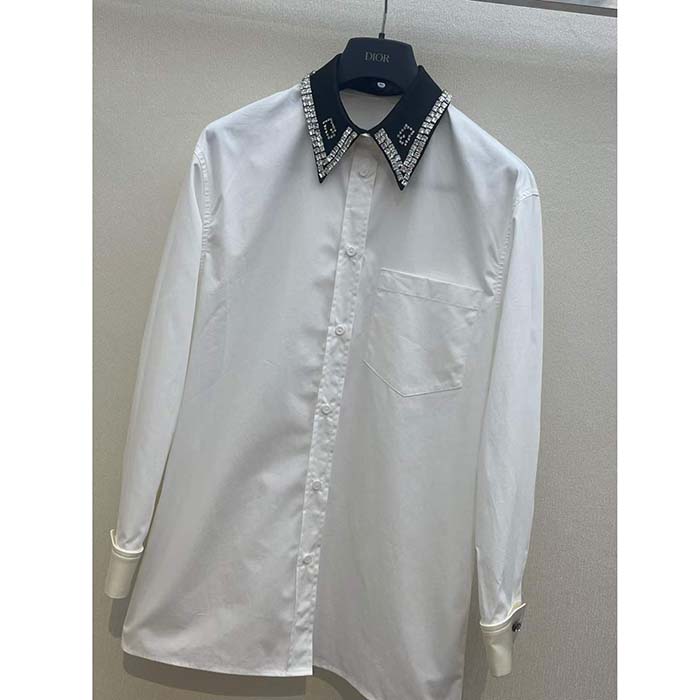 G*u*i men gg cotton shirt detachable collar white poplin long sleeves