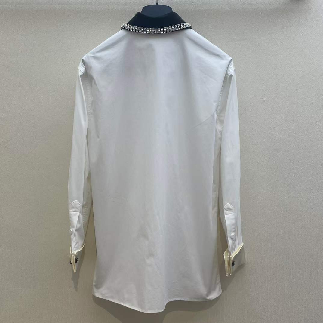 G*u*i men gg cotton shirt detachable collar white poplin long sleeves