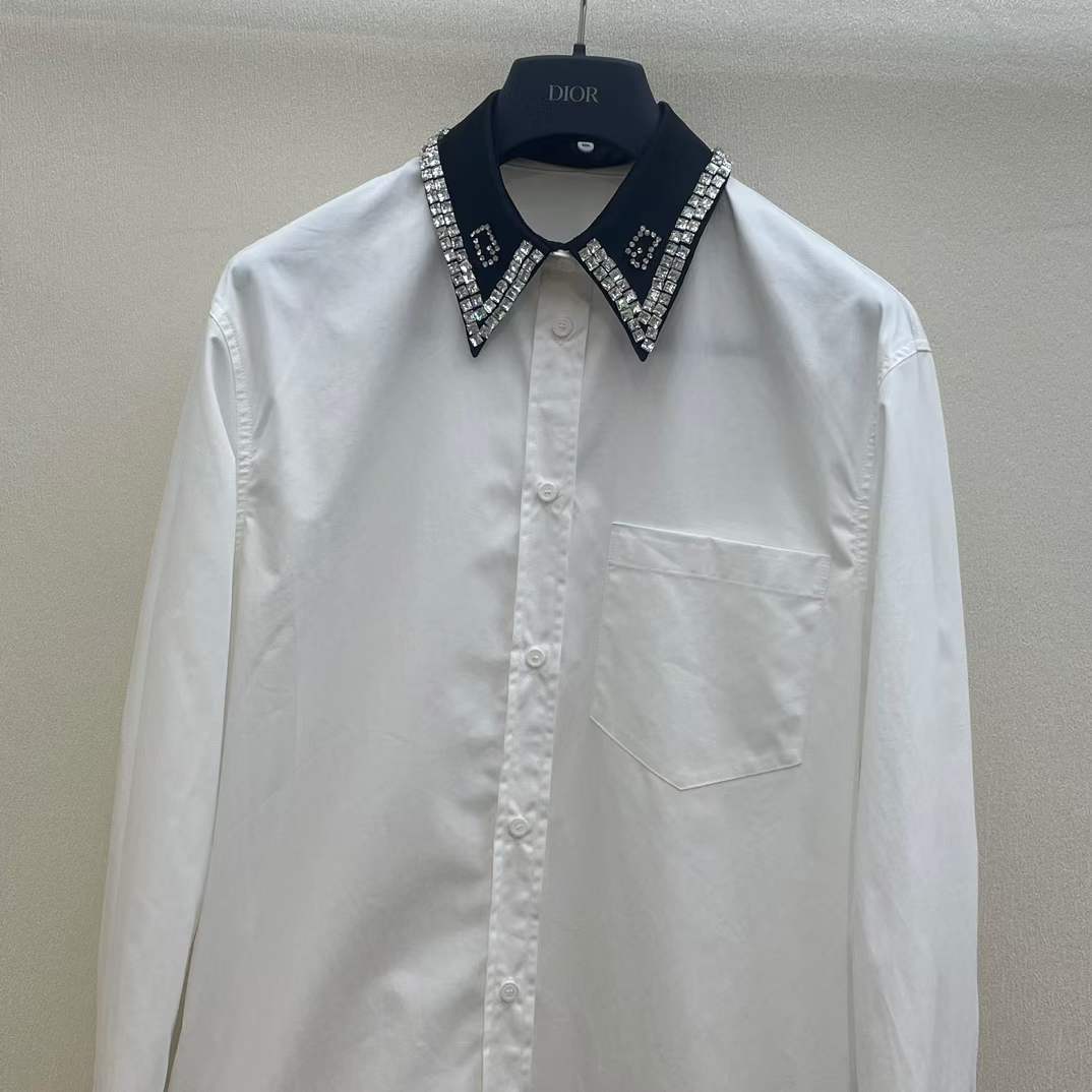 G*u*i men gg cotton shirt detachable collar white poplin long sleeves