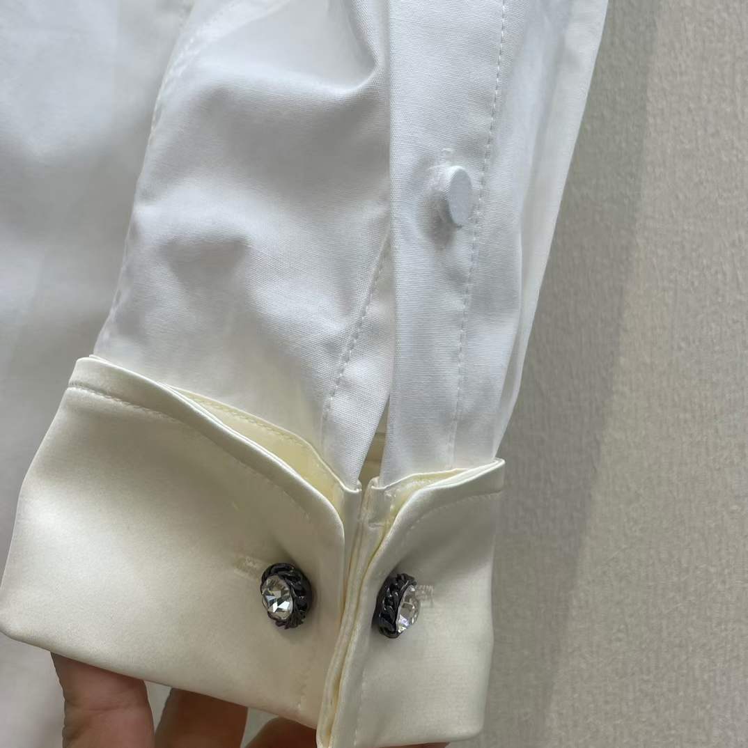 G*u*i men gg cotton shirt detachable collar white poplin long sleeves