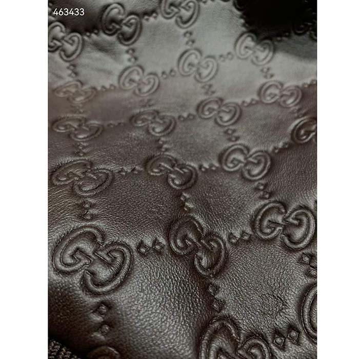 G*u*i men gg leather bomber jacket brown lambskin front patch pockets