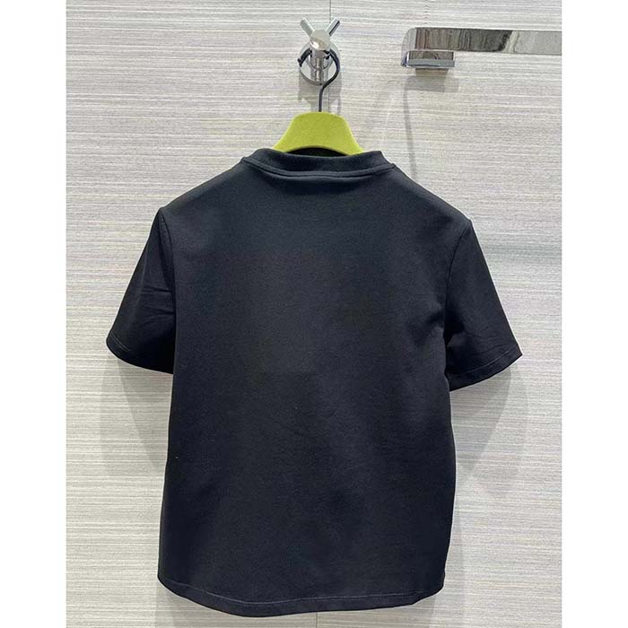 G*u*i women gg light cotton jersey shirt black crystal short sleeves
