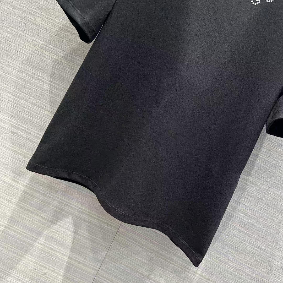 G*u*i women gg light cotton jersey shirt black crystal short sleeves