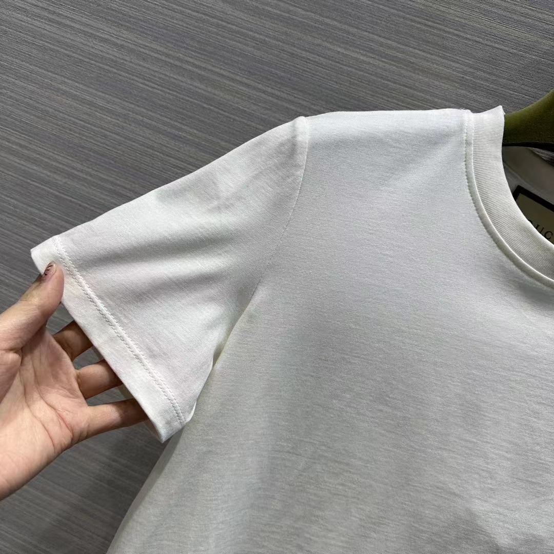 G*u*i men gg light cotton jersey shirt crystal round neck short sleeves