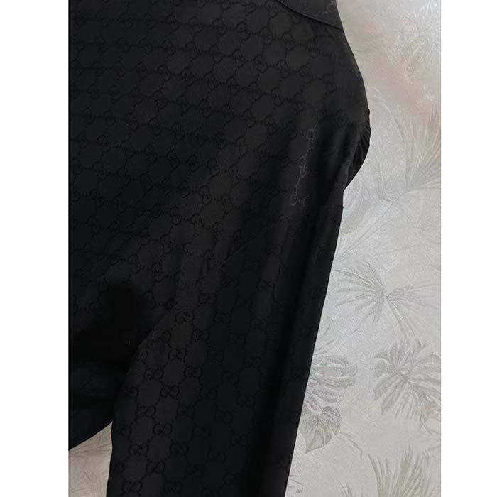 G*u*i women gg silk crêpe shirt neck bow v neck gathered yoke