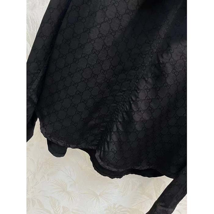 G*u*i women gg silk crêpe shirt neck bow v neck gathered yoke