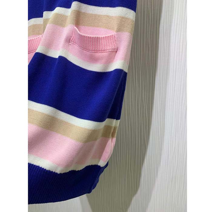 G*u*i women gg striped cotton wool dress patch round neck