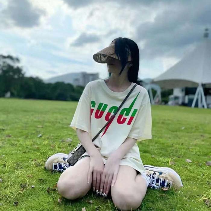 G*u*i women gg t-shirt G*u*i blade print white cotton jersey crewneck