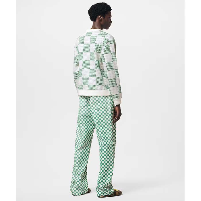 Louis Vuitton LV Men Damier Cotton Sweatshirt Classic Fit Green 1AFJHG