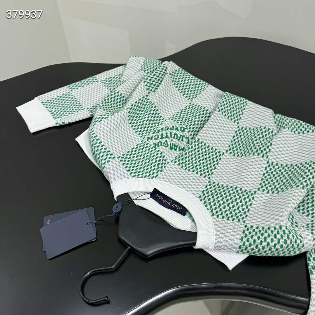 Louis Vuitton LV Women Damier Cotton Sweatshirt Classic Fit Green 1AFJHG