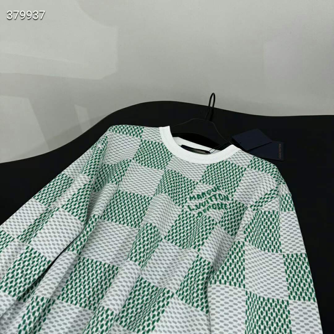 Louis Vuitton LV Women Damier Cotton Sweatshirt Classic Fit Green 1AFJHG