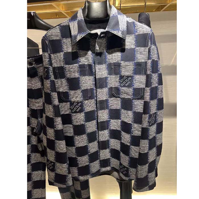 Louis Vuitton LV Men Damier Wool Overshirt Regular Fit 1AFAUN