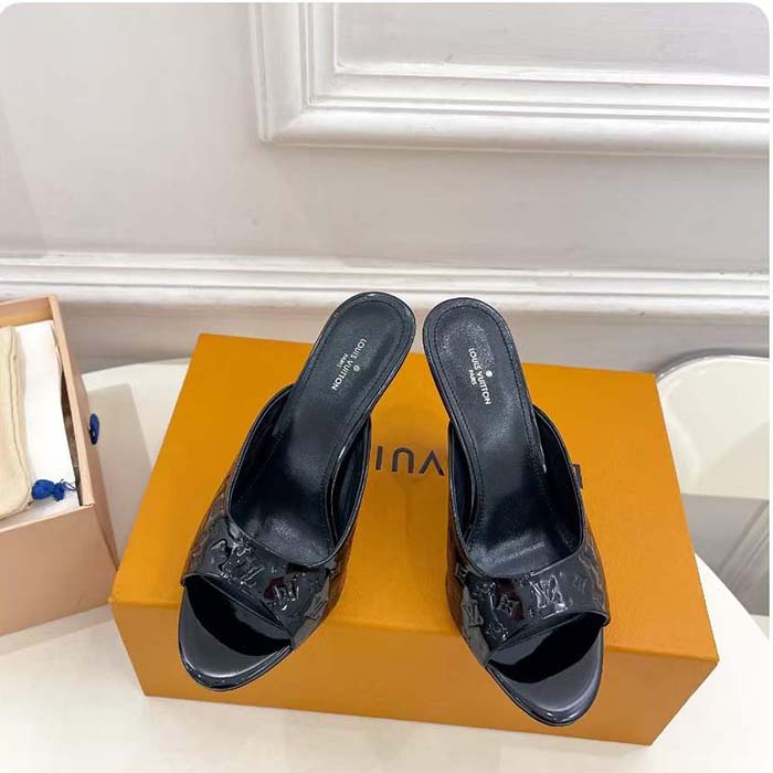 Louis Vuitton LV Women Super Mule Orange Monogram Patent Calf Leather 1ACJ7J