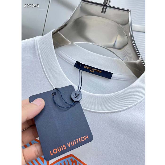 Louis Vuitton Men LV Short-Sleeved Cotton Crewneck White Cotton 1ABJ8F