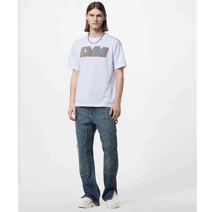 Louis Vuitton Men LV Short-Sleeved Cotton Crewneck White Cotton 1ABJ8F