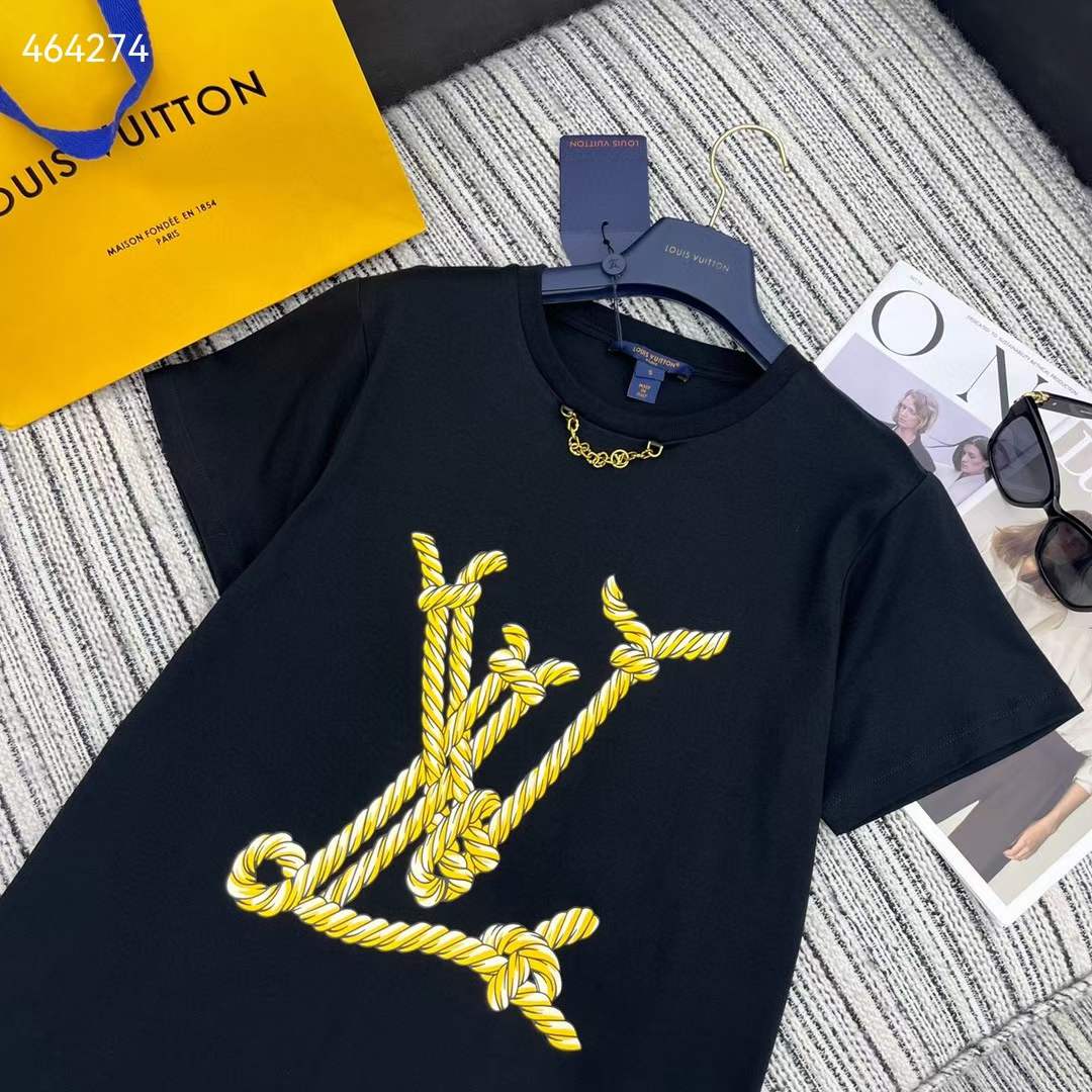 Louis Vuitton Women Nautical LV T-Shirt Cotton Black 1AFMZA