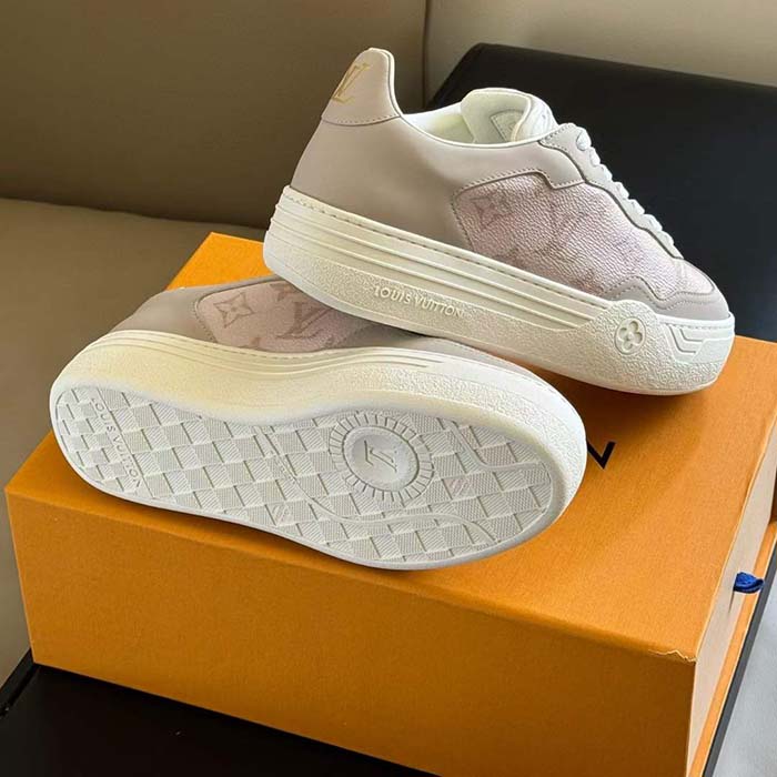Louis Vuitton Unisex LV Groovy Sneaker Beige Patent Monogram Canvas 1ACSVV