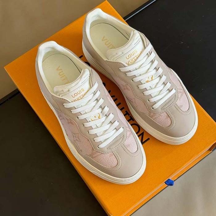 Louis Vuitton Unisex LV Groovy Sneaker Beige Patent Monogram Canvas 1ACSVV