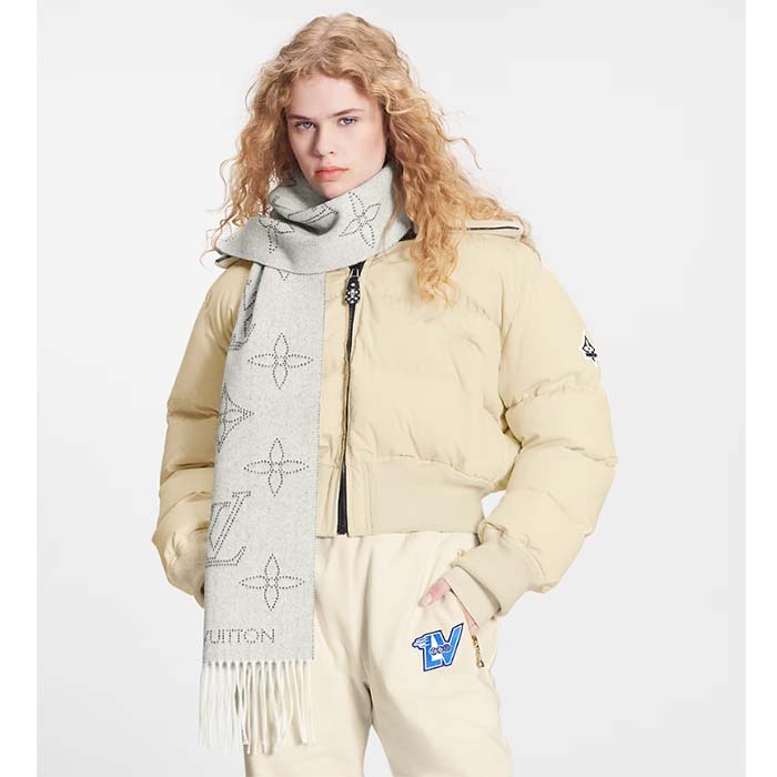Louis Vuitton Unisex LV Mahina Flight Mode Scarf Cream Cashmere Wool M77903