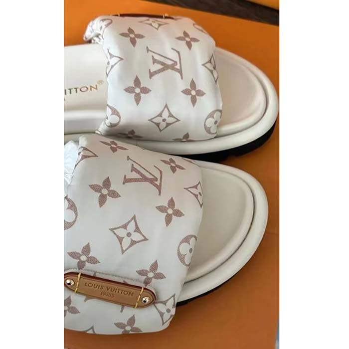 Louis Vuitton Unisex LV Pool Pillow Flat Comfort Mule Beige Monogram 1ACJZA