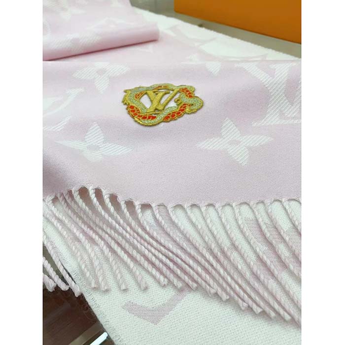 Louis Vuitton Unisex Precious Dragon LV Essential Scarf Pink Wool M79522