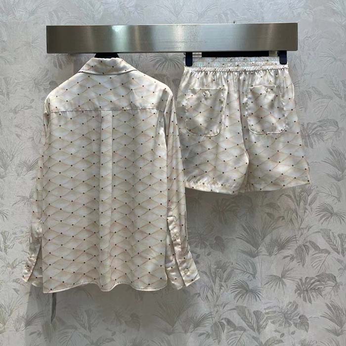 Louis Vuitton Women LV 3D Malletage Print Pajama Shirt Silk 1AFFYG